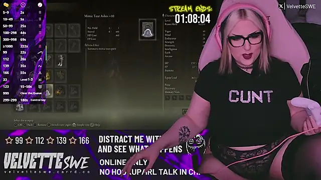 VelvetteSWE online show from July 2026 05:27:02 PM