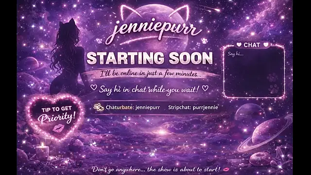 purrjennie online show from March 2026 09:00:01 AM